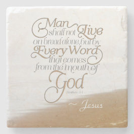 Matthew 4:4 Man får inte leva på ensam av bröd Stenunderlägg