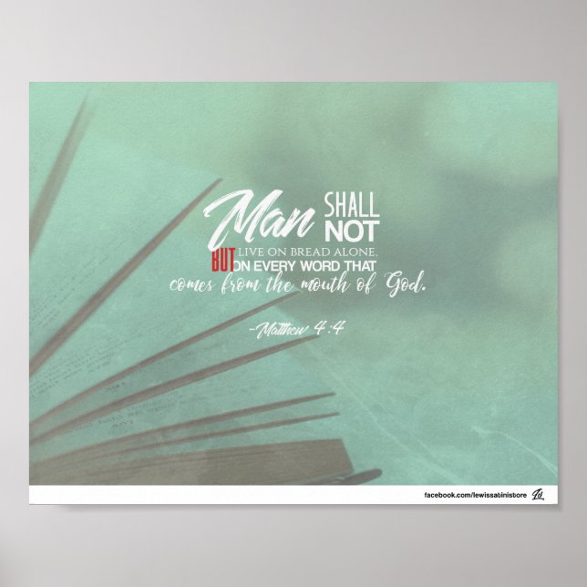 Matthew 4:4 - Människan ska leva på ord Poster (Framsidan)