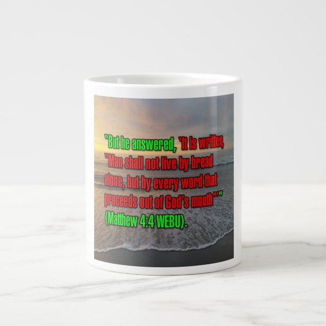 Matthew 4:4 WEBU Mug Jumbo Mugg (Framsidan)