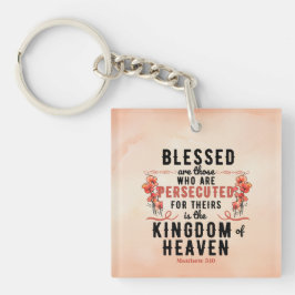 Matthew 5:10 Poppies Watercolor Acrylic Keychain