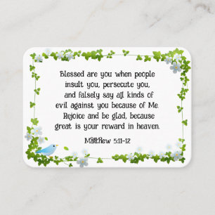 Matthew 5:11-12 Blsed är du Beatitudes Bible Visitkort