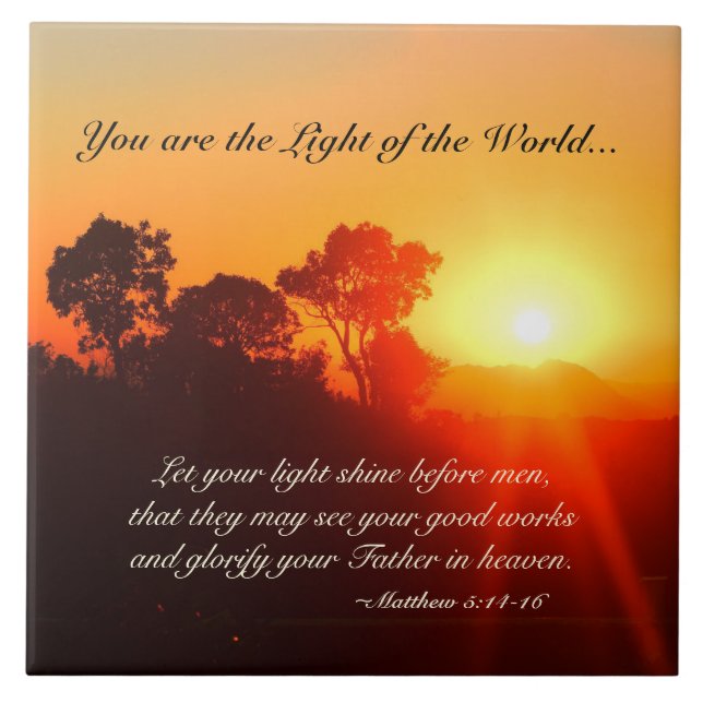 Matthew 5 14-16 Du är världens ljus Kakelplatta (Framsidan)