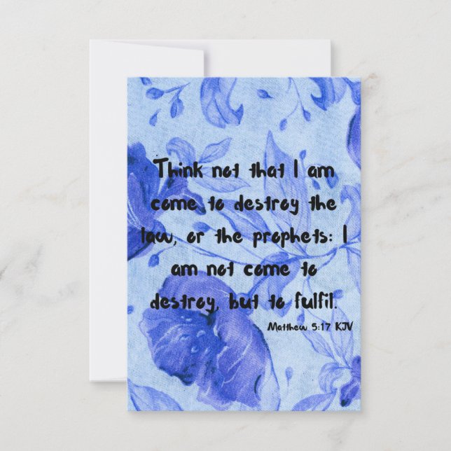 Matthew 5:17 KJV Bible Scripture Pic Greeting Card Kort (Framsida)