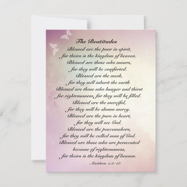 Matthew 5:3-10 Beatitudes Bible Flat Card (Framsida)