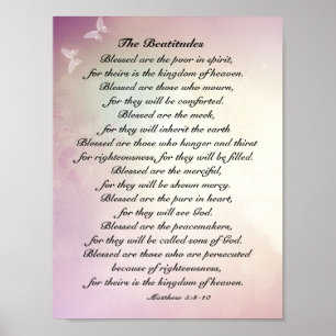 Matthew 5:3-10 Beatitudes Sermon på berget Poster