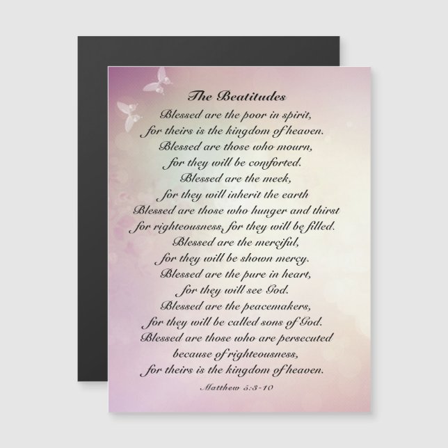 Matthew 5:3-10 Jesus Beatitudes Magnetic Card (Fram/baksida)