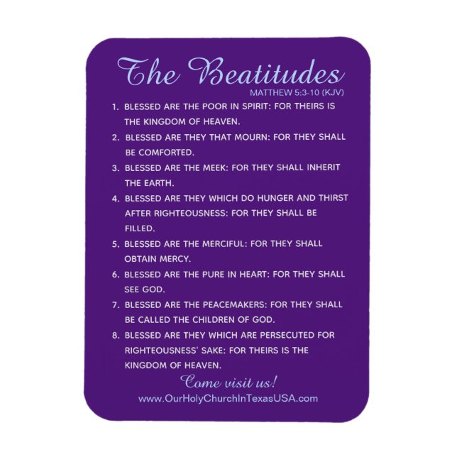 Matthew 5:3 till 5:10 Heliga Skriptur 8 Beatitudes Magnet (Vertikal)