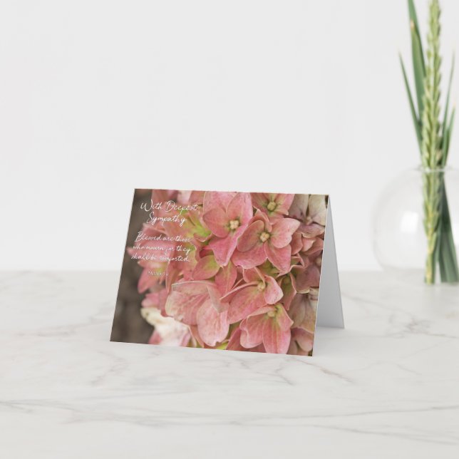 Matthew 5:4 Hydrangea Sympathy Card Kort (Framsida)