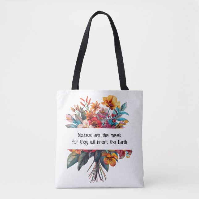 Matthew 5:5 Tote Bag Tygkasse (Framsida)