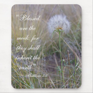 Matthew 5:5 "välsignad är den magra" metall-utskri musmatta