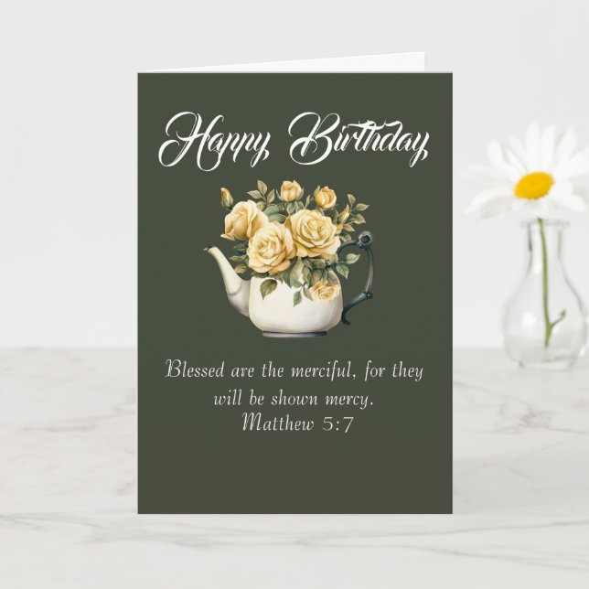 Matthew 5:7 Christian Birthday Wishes Kort (Liten växt)