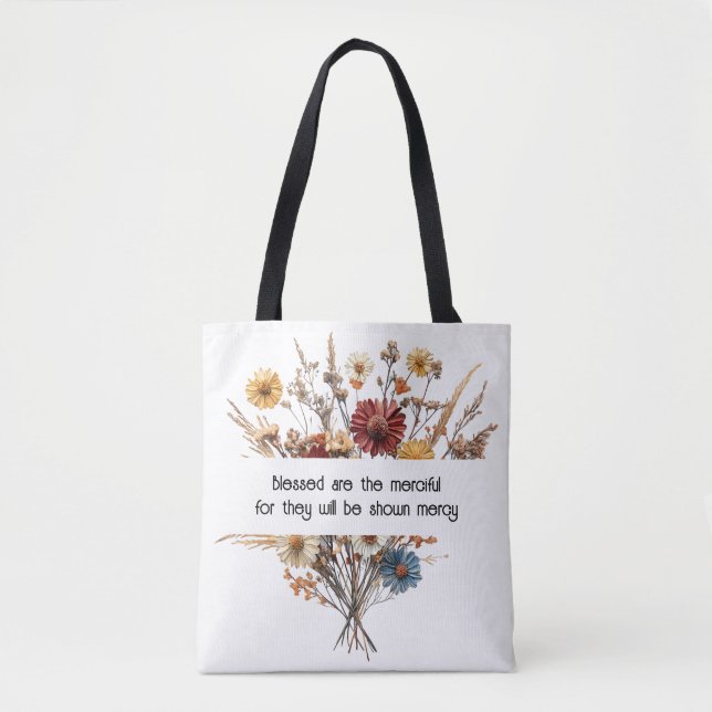 Matthew 5:7 Tote Bag Tygkasse (Framsida)