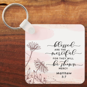 Matthew 5:7 Välsignad är den heliga bibelversen Nyckelring