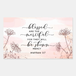 Matthew 5:7 Välsignad är den heliga bibelversen Rektangulärt Klistermärke