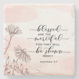 Matthew 5:7 Välsignad är den heliga bibelversen Stenunderlägg