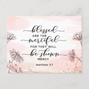 Matthew 5:7 Välsignad är den heliga bibelversen Vykort