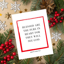 Matthew 5:8 Bible Verse Christmas Greeting Card Julkort