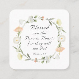 Matthew 5:8 Blå är Pure in Heart Bible Fyrkantigt Visitkort