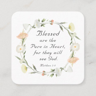 Matthew 5:8 Blå är Pure in Heart Bible Fyrkantigt Visitkort