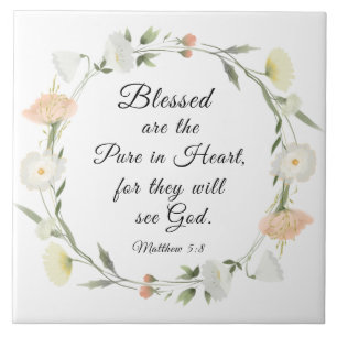 Matthew 5:8 Blå är Pure in Heart Bible Kakelplatta