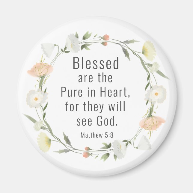 Matthew 5:8 Blå är Pure in Heart Bible Magnet (Framsidan)