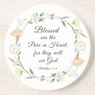 Matthew 5:8 Blå är Pure in Heart Bible Underlägg