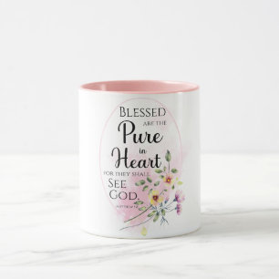 Matthew 5:8 Blå är Pure in Heart Flower Mugg