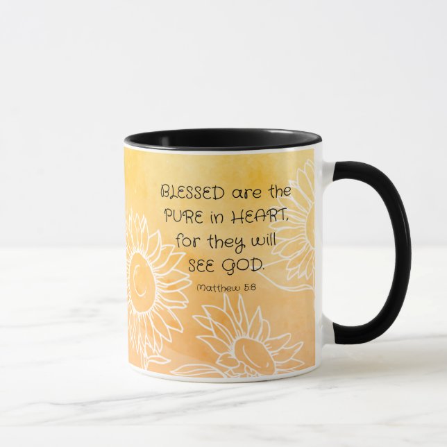 Matthew 5:8 Blating Bible Verse and Prayer Mugg (Höger)