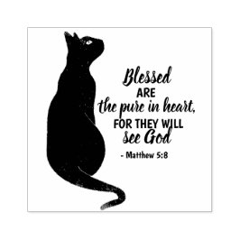 Matthew 5:8: Svart Katt Ren i Hjärtat Bibelvers Stämpel