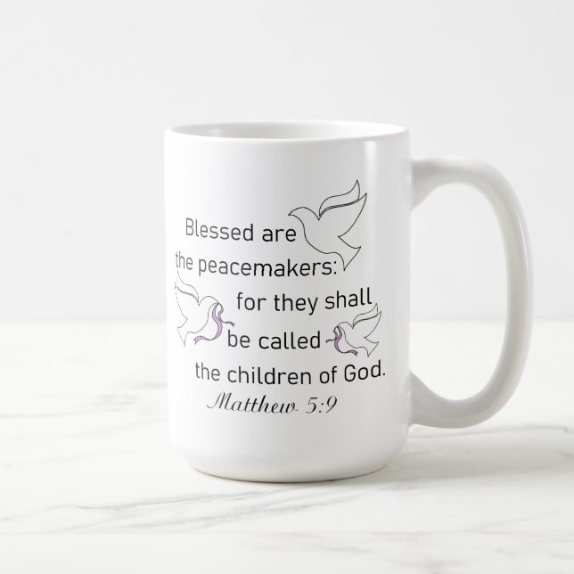 Matthew 5:9 är peacemakers-kaffet Mugg (Höger)