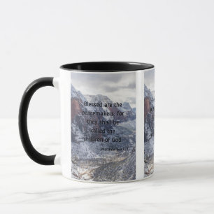 Matthew 5:9 Bible Verse Two-Tone Mugg