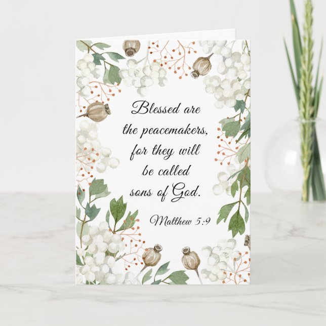 Matthew 5 9 Blomade är Peacemakers bibel Kort (Framsida)
