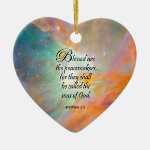 Matthew 5:9 julgransprydnad keramik