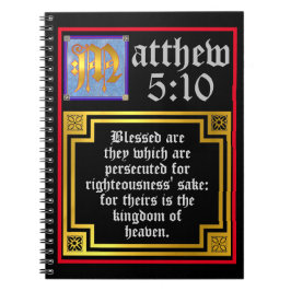 Matthew 5 Blue Golden Illuminated Brev Christian Anteckningsbok