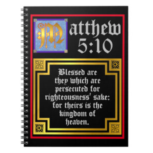 Matthew 5 Blue Golden Illuminated Brev Christian Anteckningsbok