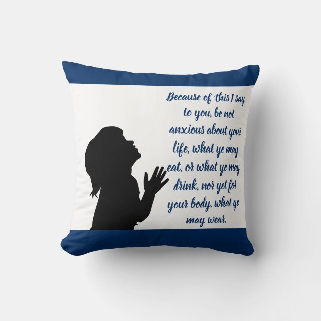 Matthew 6:25 Bible Verse - Pillow Kudde (Framsida)