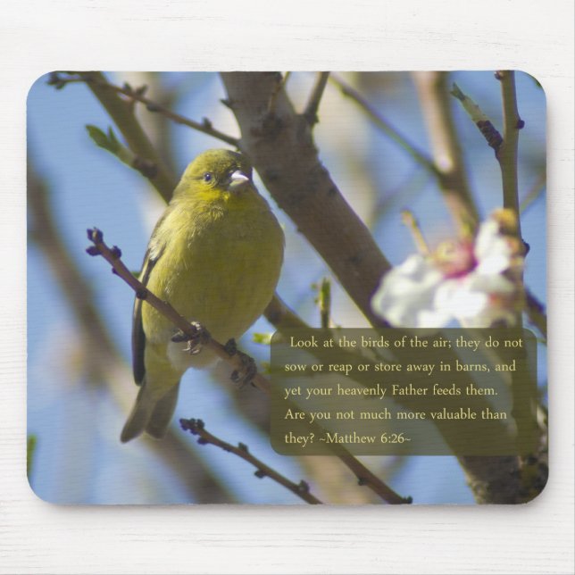 Matthew 6:26 Goldfinch Mousepad Musmatta (Framsidan)