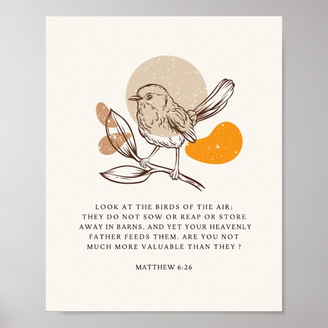 Matthew 6:26 Titta på fåglarna i luft Poster (Framsidan)
