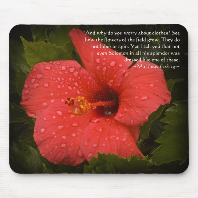 Matthew 6:28-29 Hibiscus Mousepad Musmatta (Framsidan)