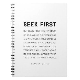Matthew 6:33-34 Söka först efter Guds konungariket Anteckningsbok