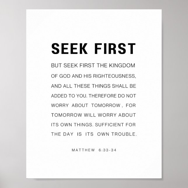 Matthew 6:33-34 Söka först efter Guds konungariket Poster (Framsidan)