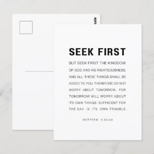 Matthew 6:33-34 Söka först efter Guds konungariket Vykort