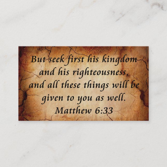 Matthew 6:33, affärskort visitkort (Framsida)