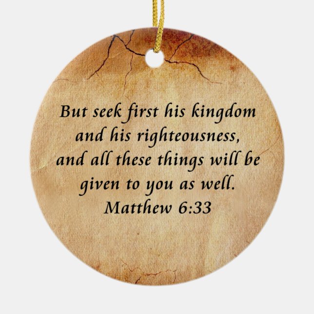 Matthew 6:33 Bible Verse Julgransprydnad Keramik (Framsidan)