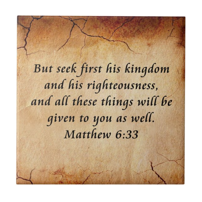 Matthew 6:33 Bible Verse Kakelplatta (Framsidan)