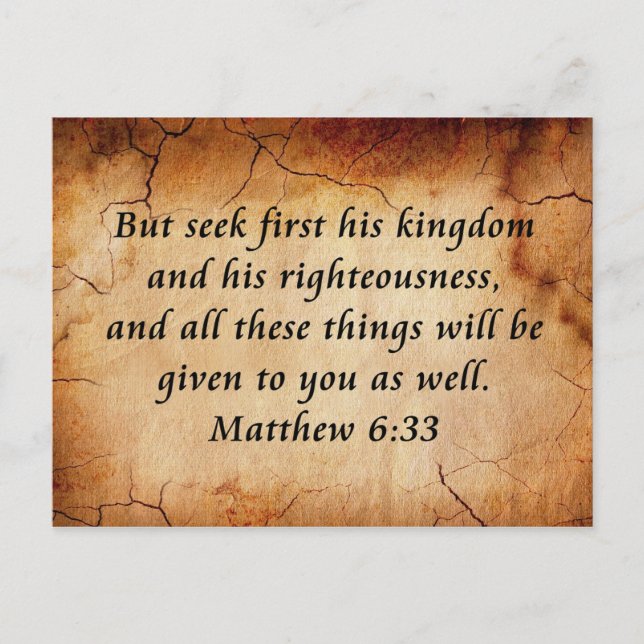 Matthew 6:33 Bible Verse Vykort (Framsida)
