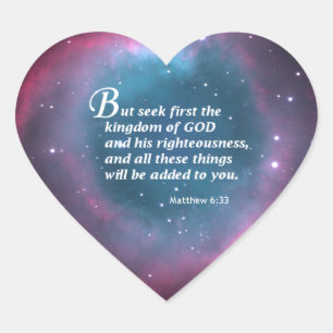 Matthew 6:33 hjärtformat klistermärke