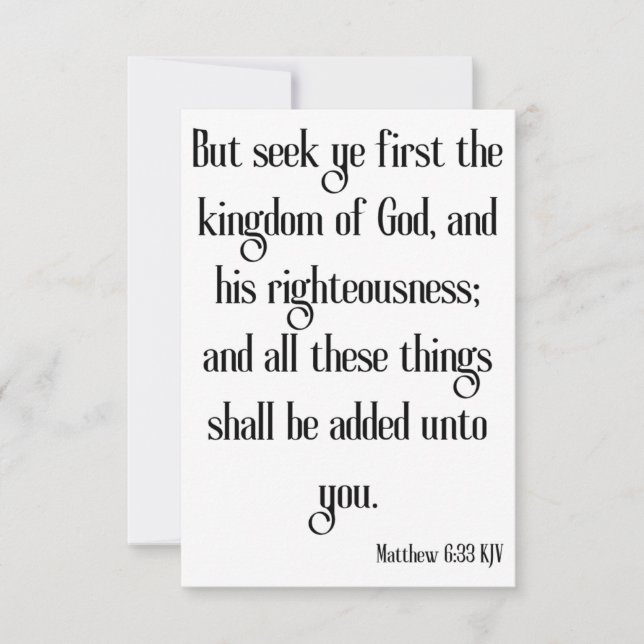 Matthew 6:33 KJV Bible Verse Greeting Card Kort (Framsida)
