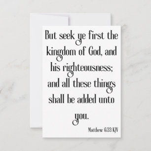 Matthew 6:33 KJV Bible Verse Greeting Card Kort