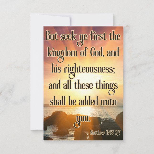 Matthew 6:33 KJV Bible Verse Pic Greeting Card Kort (Framsida)